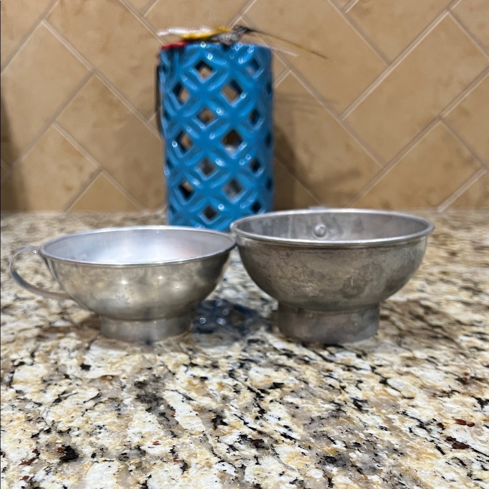 Vintage aluminum canning funnels